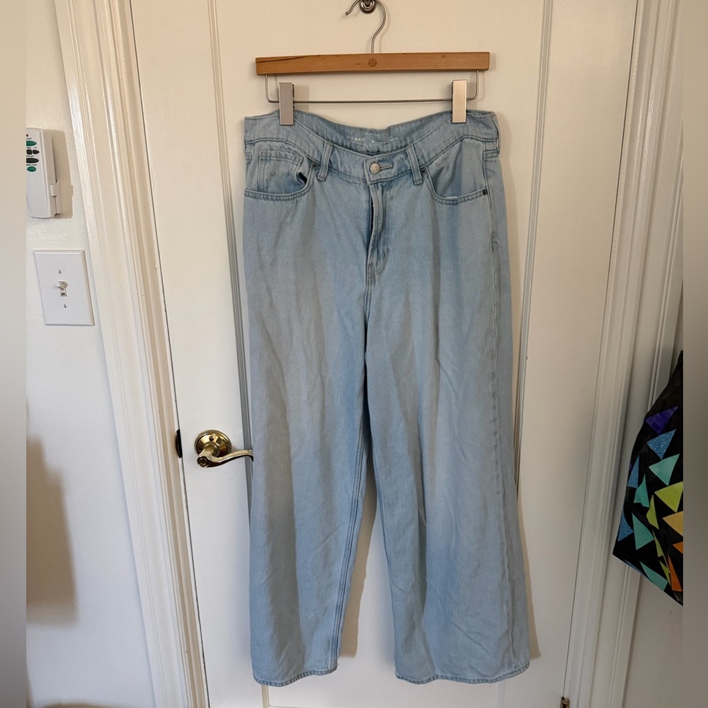 Old Navy high rise baggy wide leg light wash jeans